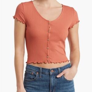Madewell Maya Rib Button Front V-Neck T-Shirt Small Salvaged Barn